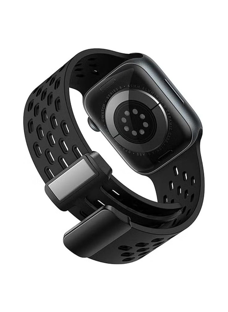 X-level - 2 Pack Magnetic Buckle Silicone Bands Compatible With Apple Watch 42mm 44mm 45mm 49mm Series 9/8/7/SE/6/5/4/3/2/1 IWatch Ultra/Ultra 2/Strap Adjustable Wristbands Hole design Silicone Strap - Image 1