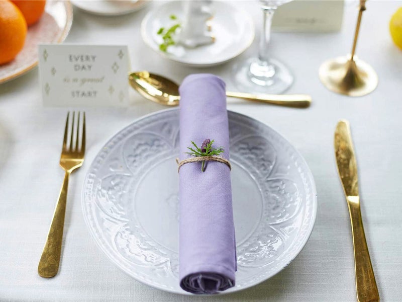 KOFFOTA Lavender Purple Cloth Napkins 100% Cotton Set of 12  Purple Kitchen Napkins for Dinner  Soft Comfortable and Reusable 18""x18"" KOFFOTA - Image 4
