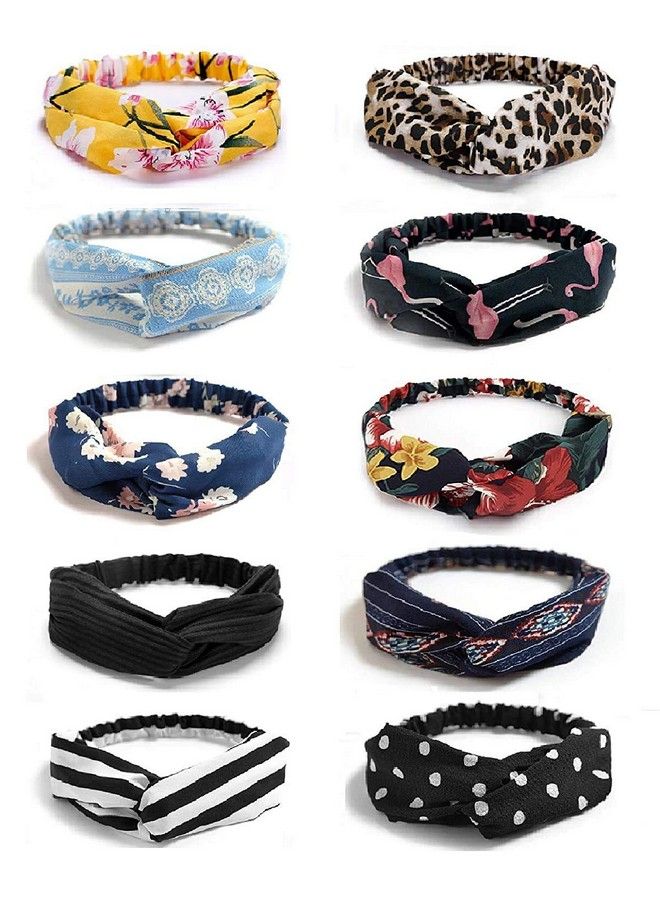 Fameza 6Pcs Women Girls Headband Boho Floral Chiffon Hair Band Twisted Turban Head Wrap For Sports Or Fashion(Chiffon1) - Image 1