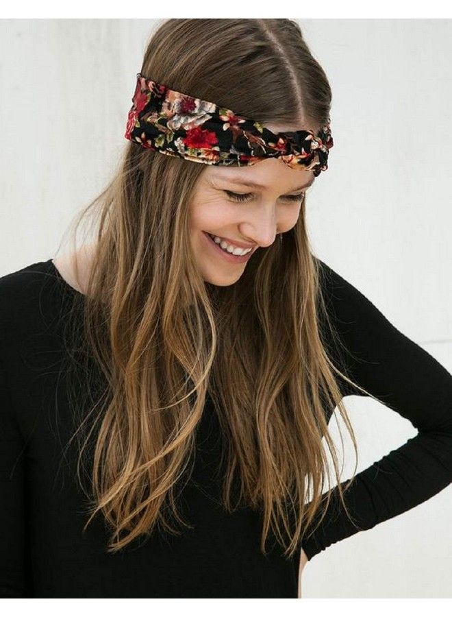 Fameza 6Pcs Women Girls Headband Boho Floral Chiffon Hair Band Twisted Turban Head Wrap For Sports Or Fashion(Chiffon1) - Image 3