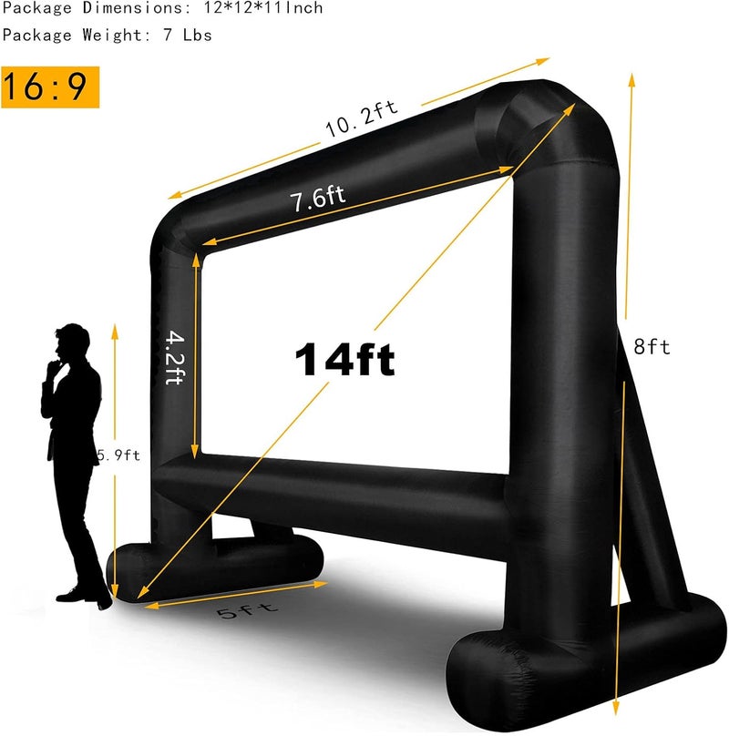 OUTTOY 14 FT Inflatable Movie Screen Blow up Mega Movie Projection Outdoor Screen, Anti-Crease - Image 2