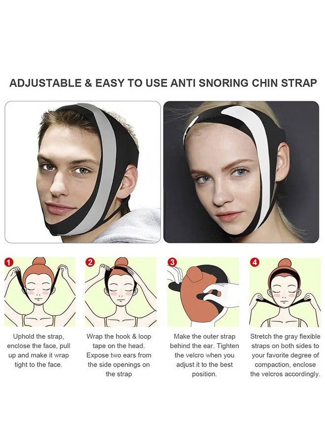 Beauenty - Anti Snoring Chin Strap, Comfortable Snoring Reduction Relief Snore Stopper, Breathable Adjustable Stop Snoring Head Band, Good Sleep Anti Snoring Devices - Black - Image 1