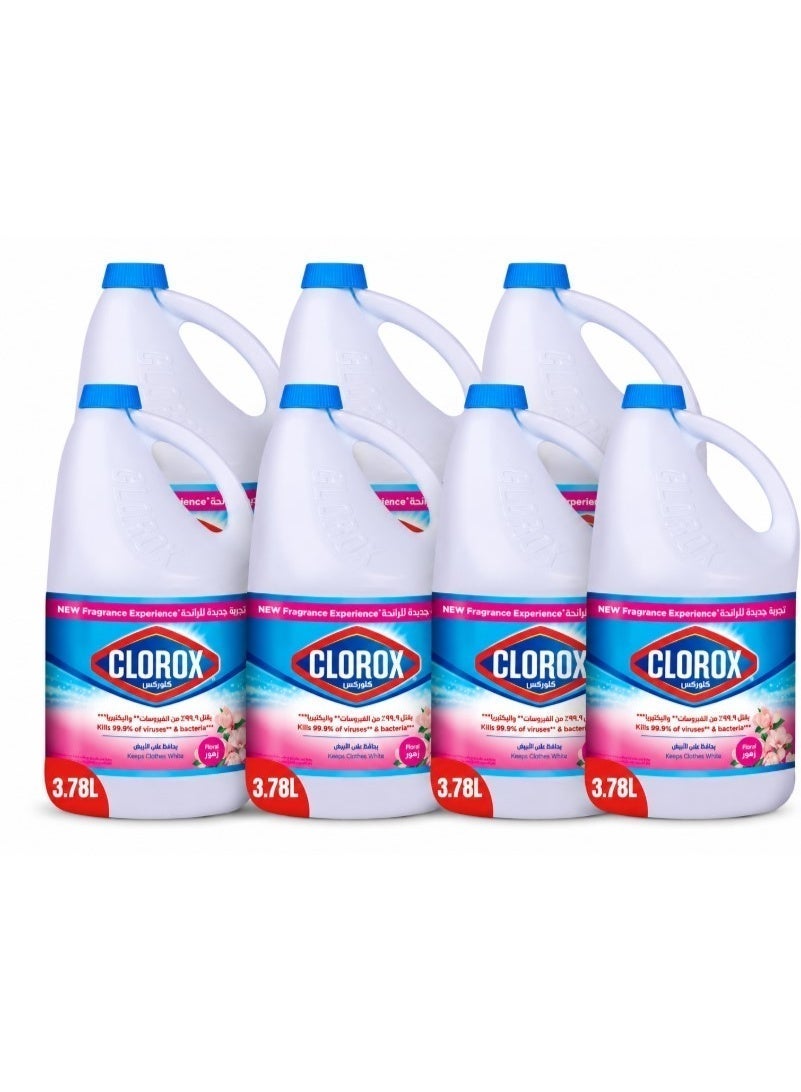 Clorox Liquid Bleach Floral Scent 3.78L Pack of 6 – Kills 99.9% of Germs & Bacteria