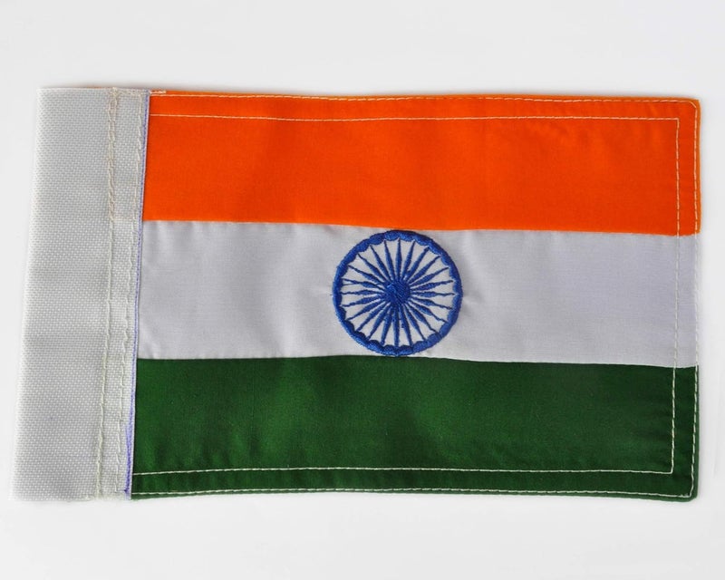 DASHDYNAMO Indian (National) Metal Embroidered Flag With Golden Metal Rod for Car Dashboard and Bonnet - Image 2