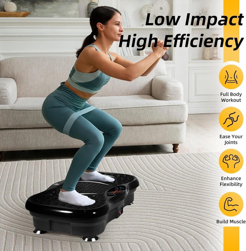 Electric Whole Body Vibration Fitness Platform – Vibration Exercise Machine with Resistance Bands, Remote Control, LED Touch Screen, Anti-Slip Design, Home Workout & Muscle Recovery Equipment - Image 2