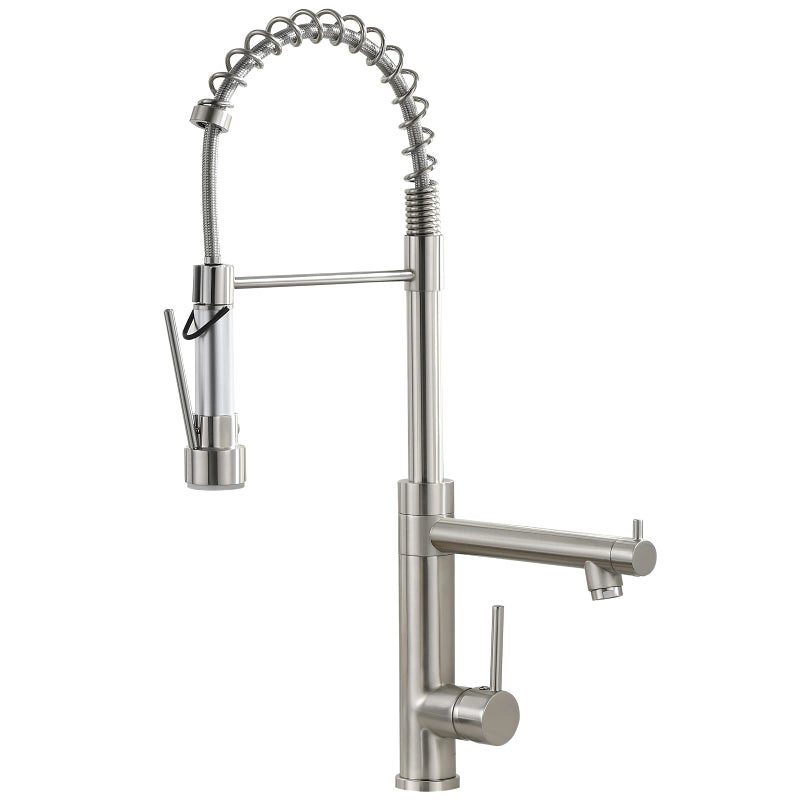 Fapully Commercial Kitchen Sink Faucet PullDown Sprayer Kitchen Faucets Brushed Nickel