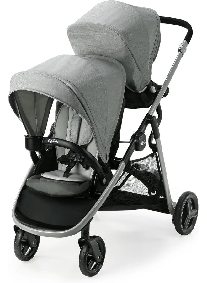 Graco Ready2Grow LX 2.0 Double Stroller Features Bench Seat and Standing Platform Options, Clark - Image 1