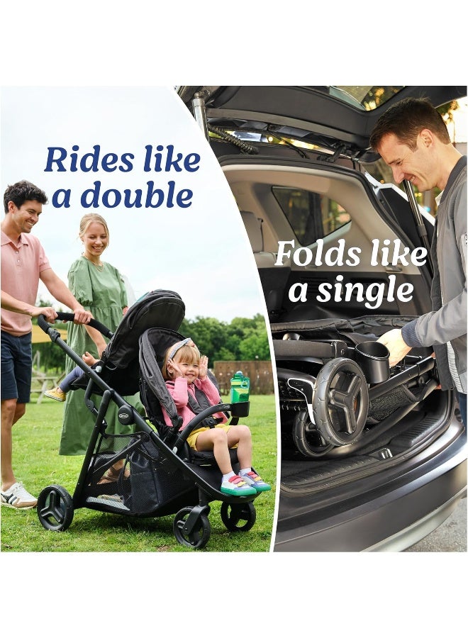 Graco Ready2Grow LX 2.0 Double Stroller Features Bench Seat and Standing Platform Options, Clark - Image 3