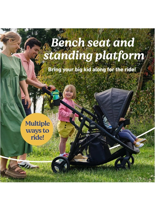 Graco Ready2Grow LX 2.0 Double Stroller Features Bench Seat and Standing Platform Options, Clark - Image 4