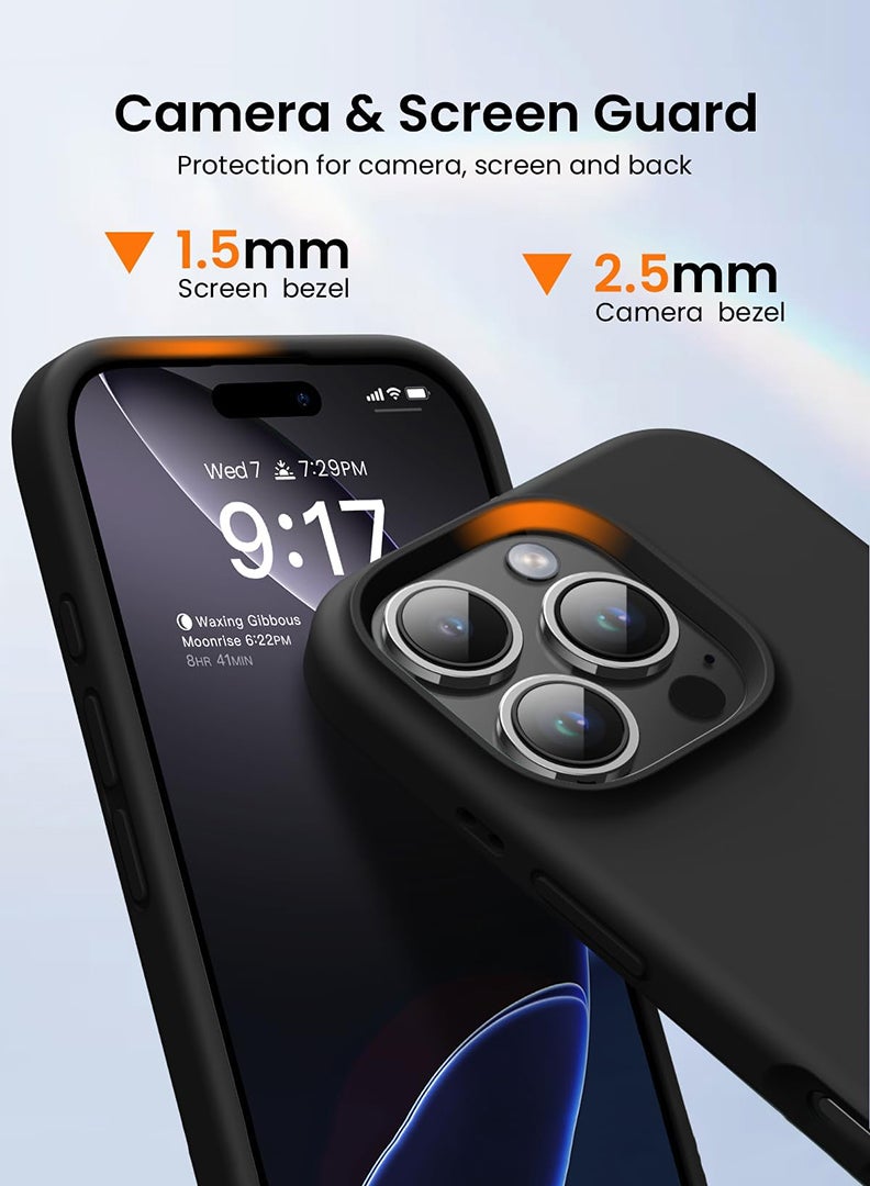Theodor iPhone 16 Pro Black Protective Slim Fit Case Liquid Silicone Cover with Full Body Protection Anti-Scratch Shockproof Case For iPhone - Cupid finally got it right - Image 3