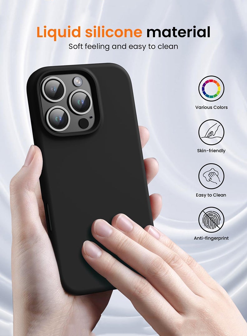 Theodor iPhone 16 Pro Black Protective Slim Fit Case Liquid Silicone Cover with Full Body Protection Anti-Scratch Shockproof Case For iPhone - Cupid finally got it right - Image 2
