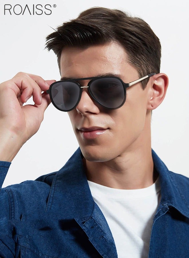 رويس نظارة أفياتور شمسية مستقطبة للرجال والنساء، نظارة الشمس الواقية من الأشعة فوق البنفسجية 400 بإطار معدني وPC، ظلال شمس مضادة للوهج عصرية مناسبة للقيادة وصيد الأسماك والسفر (أسود لامع) - Image 2