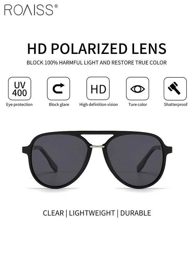 رويس نظارة أفياتور شمسية مستقطبة للرجال والنساء، نظارة الشمس الواقية من الأشعة فوق البنفسجية 400 بإطار معدني وPC، ظلال شمس مضادة للوهج عصرية مناسبة للقيادة وصيد الأسماك والسفر (أسود لامع) - Image 3