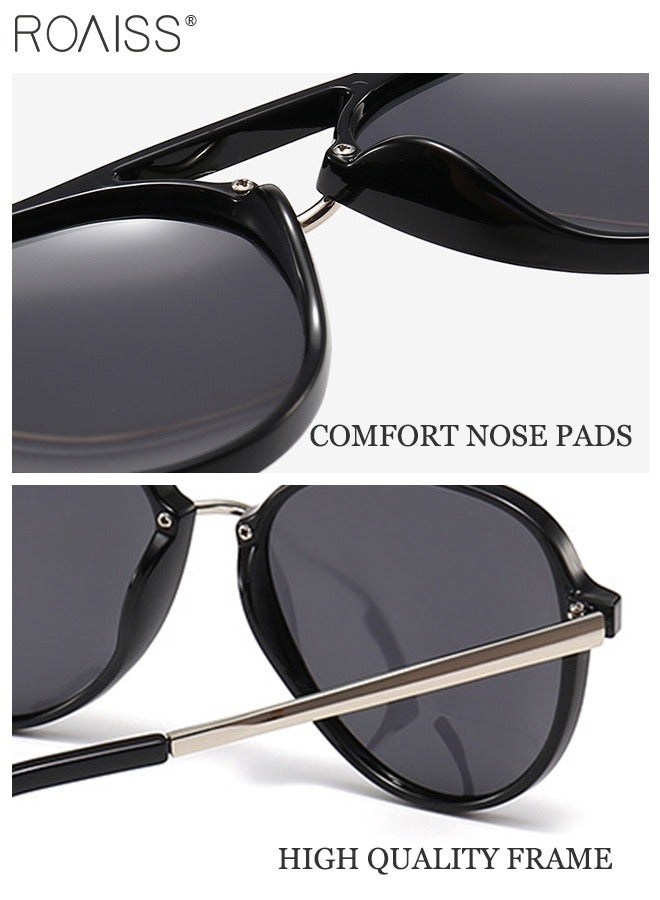 رويس نظارة أفياتور شمسية مستقطبة للرجال والنساء، نظارة الشمس الواقية من الأشعة فوق البنفسجية 400 بإطار معدني وPC، ظلال شمس مضادة للوهج عصرية مناسبة للقيادة وصيد الأسماك والسفر (أسود لامع) - Image 5