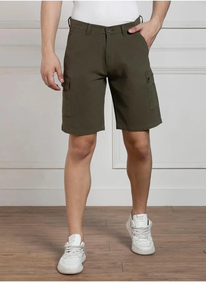 Dennis Lingo Relaxed Fit Mid Rise Cargo Pockets Shorts