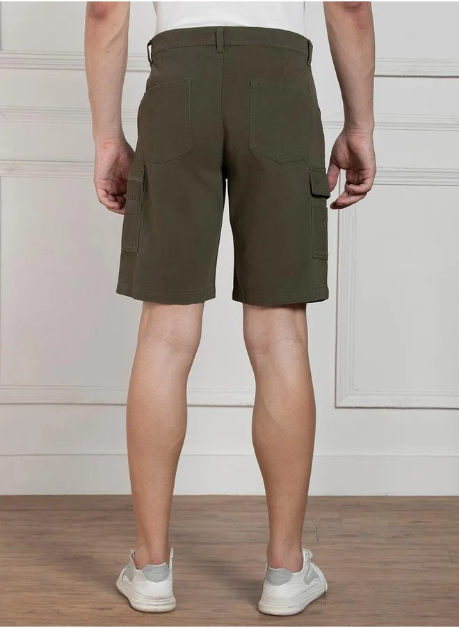 Dennis Lingo Relaxed Fit Mid Rise Cargo Pockets Shorts