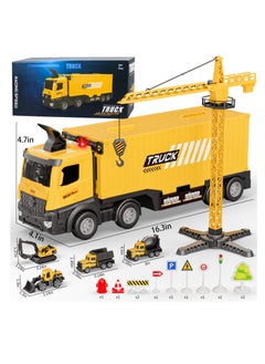 XiuWoo Carrier Truck Race Track Kids Toys,Construction Truck Toys Set with Crane,Excavator,Bulldozer,Dump Trucks,Cement Truck Alloy Vehicle Toys Birthday for 3 4 5 6 7 Years Old Boys Gifts  - Image 2