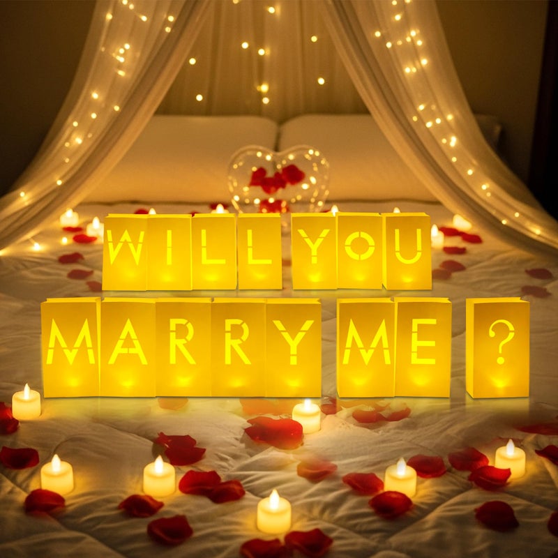 Velsyn Luminary Paper Bags Wedding Proposal Decorations â€œWill You Marry me?â€ Light up Letters Sign for Engagement Party, proposals - Image 4