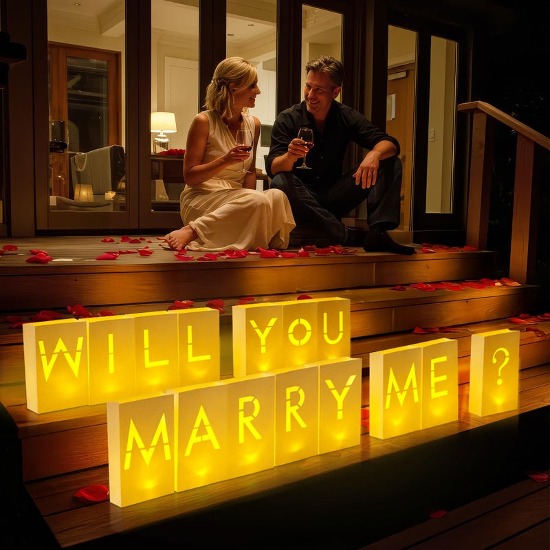 Velsyn Luminary Paper Bags Wedding Proposal Decorations â€œWill You Marry me?â€ Light up Letters Sign for Engagement Party, proposals - Image 2
