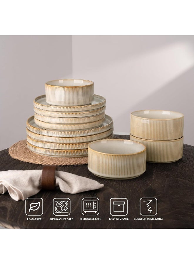 Famiware Star Dinnerware Sets Plates and Bowls Set for 4 - Image 4