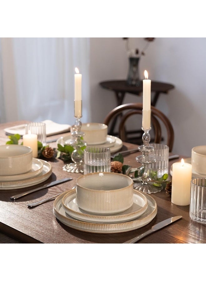 Famiware Star Dinnerware Sets Plates and Bowls Set for 4 - Image 3