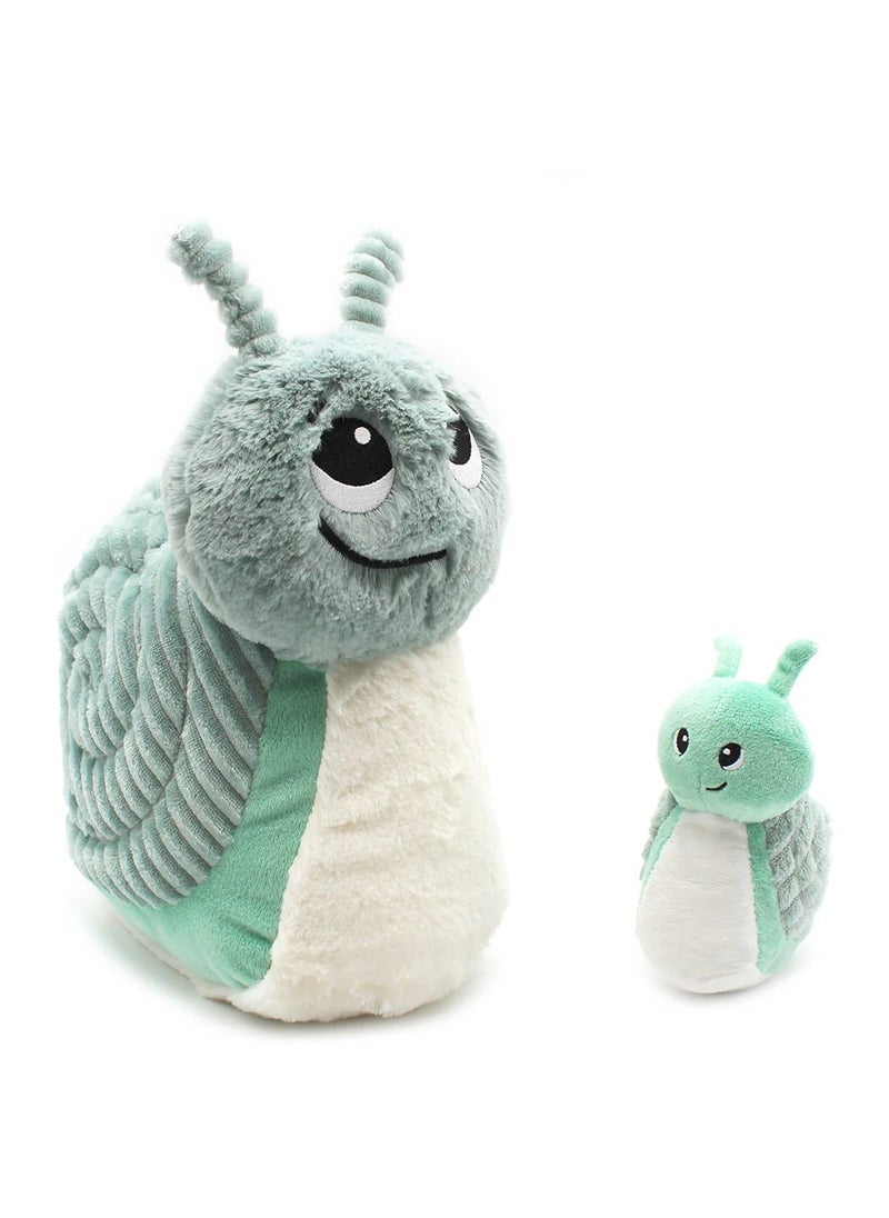 Les Deglingos - Speedou the Snail Plush Toy - Soft Mint Green Cuddle Buddy with Hidden Baby Snail, Eco-Friendly Plush Safe from Birth - Image 1