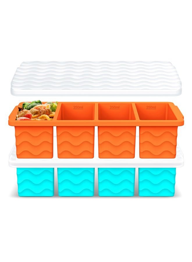 Doasuwish Silicone Freezer Tray for Soup Sauce Cube 2Pcs (Blue+Orange) - Image 1