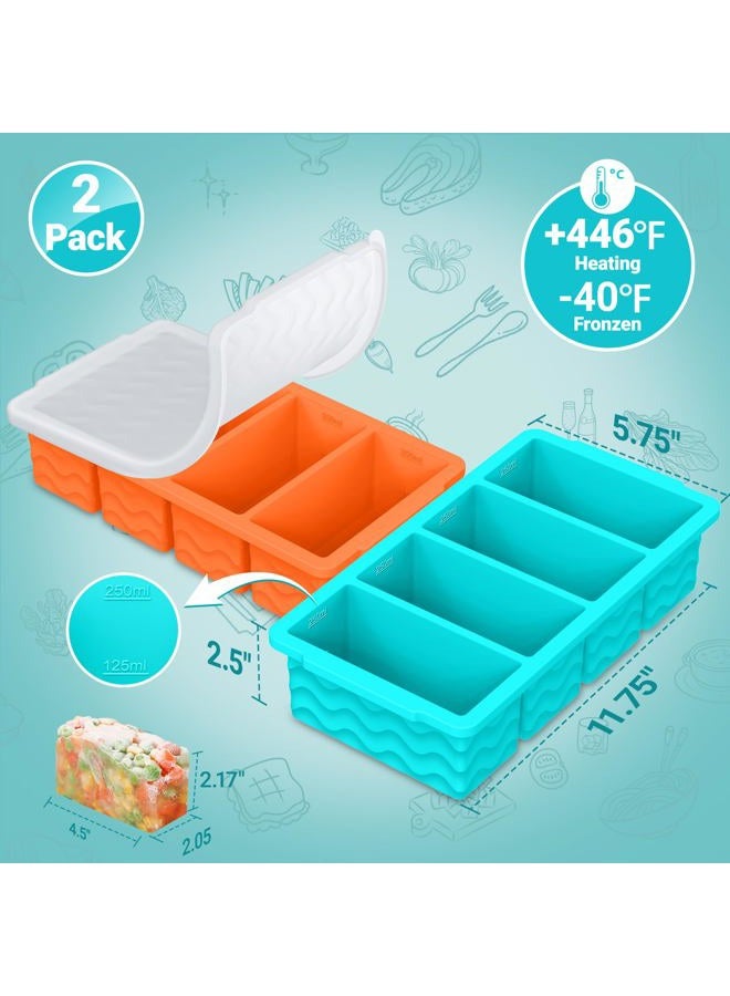 Doasuwish Silicone Freezer Tray for Soup Sauce Cube 2Pcs (Blue+Orange) - Image 2