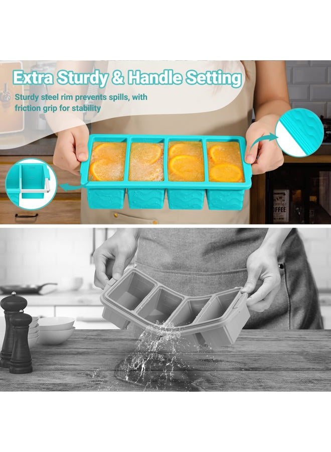 Doasuwish Silicone Freezer Tray for Soup Sauce Cube 2Pcs (Blue+Orange) - Image 4