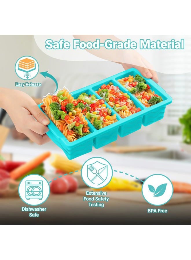 Doasuwish Silicone Freezer Tray for Soup Sauce Cube 2Pcs (Blue+Orange) - Image 3