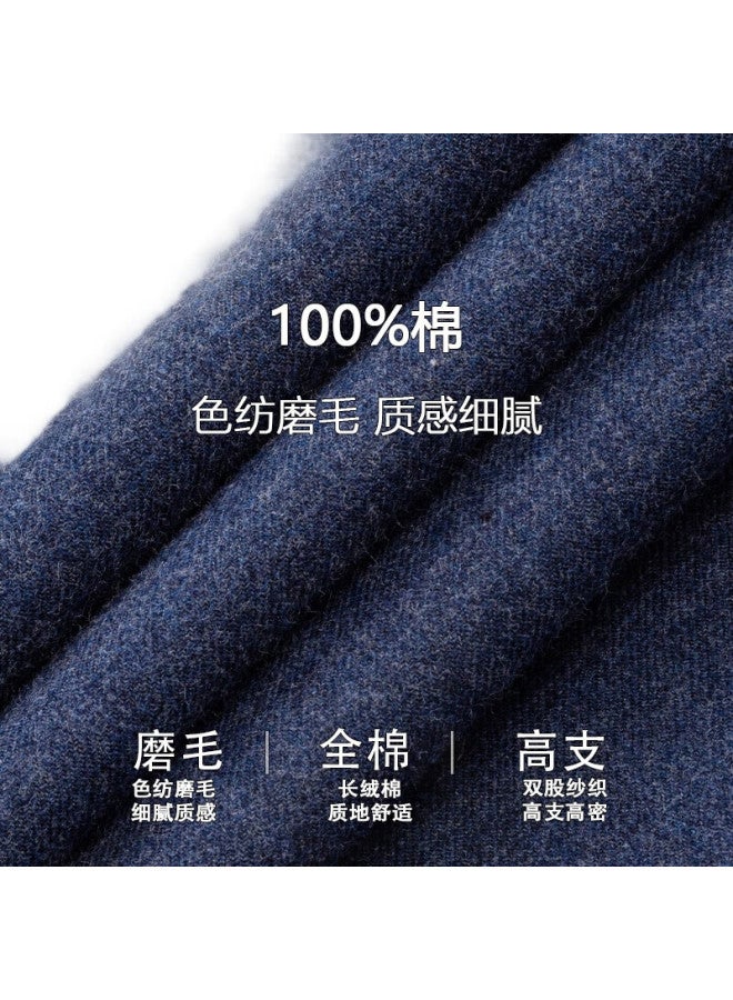 FIRS Cotton Brushed Long Sleeve Shirt For Men, New Casual Business Style, All Cotton, Navy Blue, Size 41 - Image 1