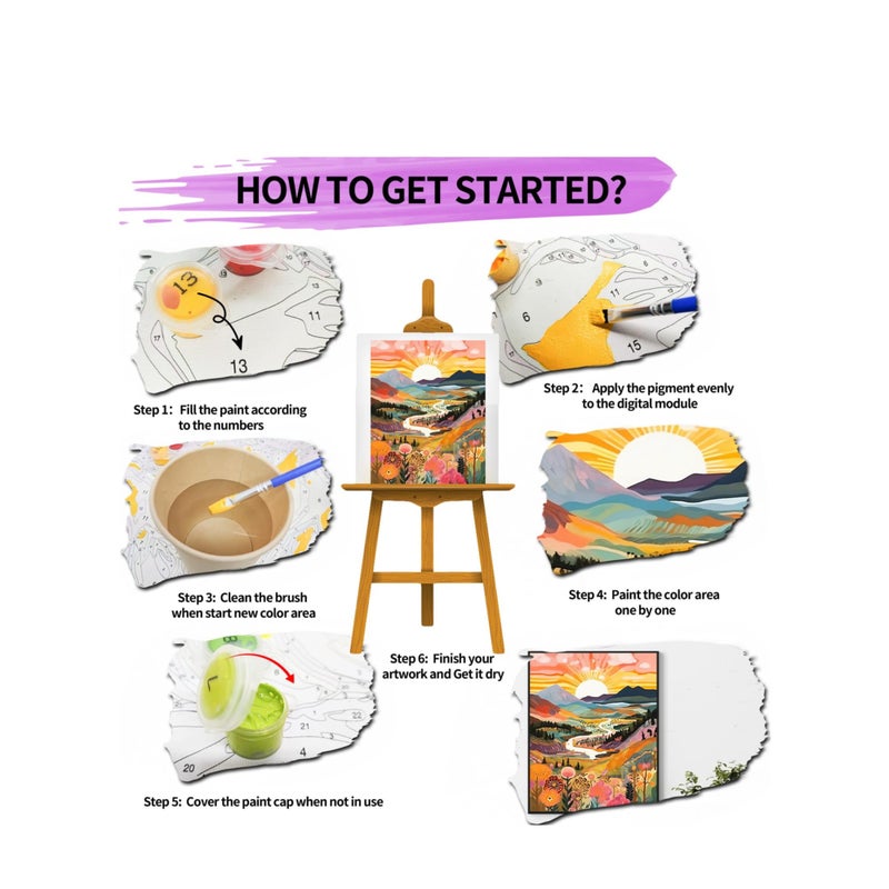 SOLARAE Paint by Numbers Kits for Adults, Landscape Painting by Number Kits On Canvas,without Frame DIY Color Oil Painting Acrylic Paints,Home Wall Decor 16x20in/40x50cm - Image 5