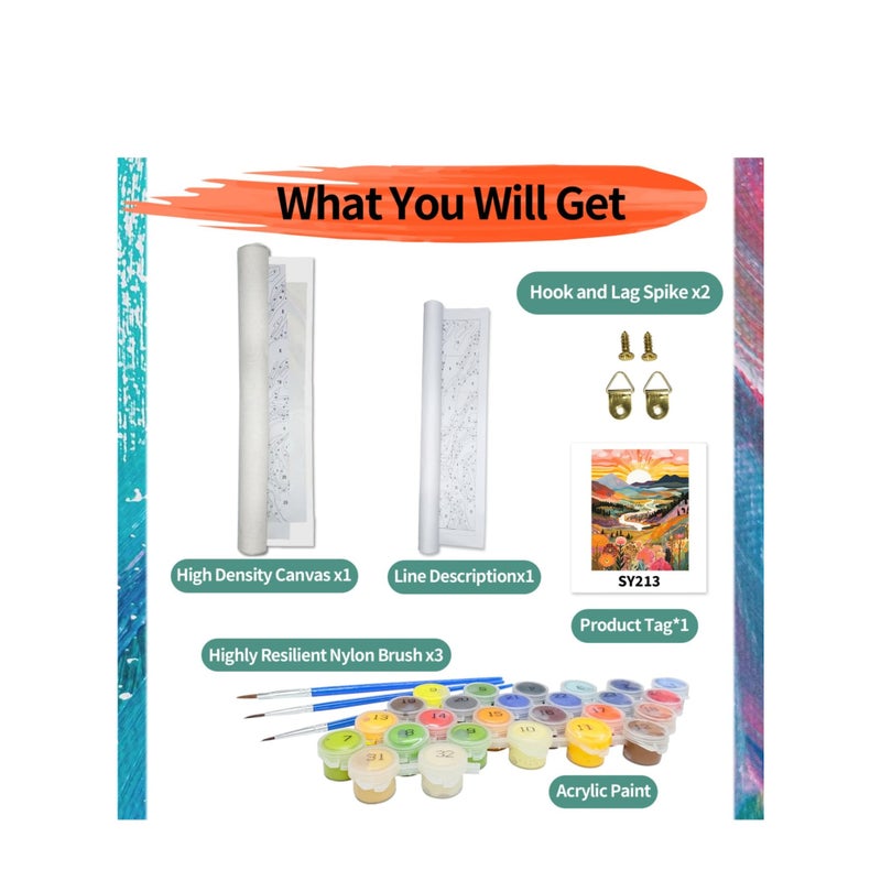 SOLARAE Paint by Numbers Kits for Adults, Landscape Painting by Number Kits On Canvas,without Frame DIY Color Oil Painting Acrylic Paints,Home Wall Decor 16x20in/40x50cm - Image 4