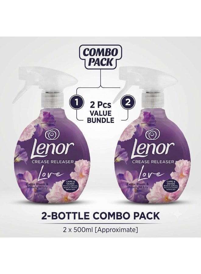 لينور بخاخ مزيل التجاعيد من لينور برائحة Exotic Bloom & Moonlight Lily، مزيل تجاعيد الأقمشة، عبوة كومبو 2 × 500 مل - Image 1