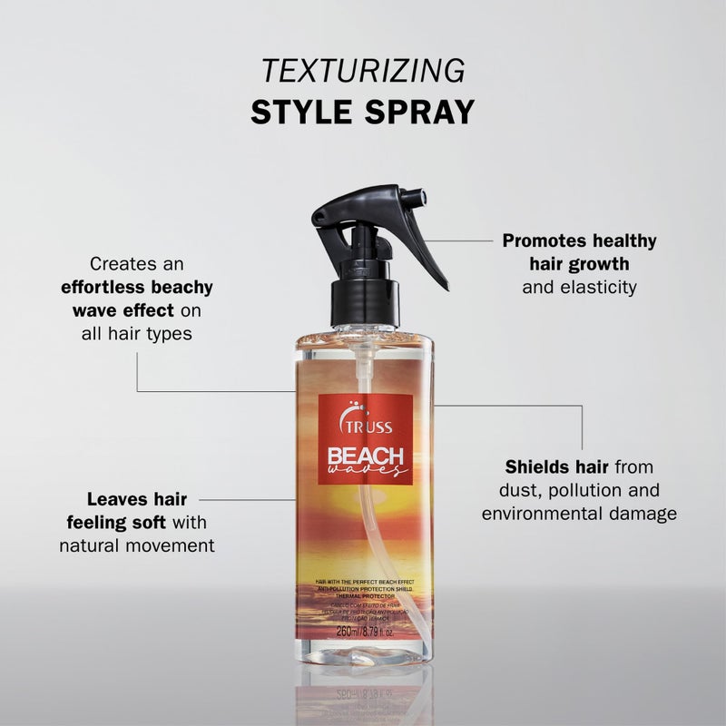 TRUSS Beach Waves - Texturizing Styling Spray for Hair to Achieve The Perfect Natural Beach Wave Effect - All Hair Types (8.79oz) - Image 2