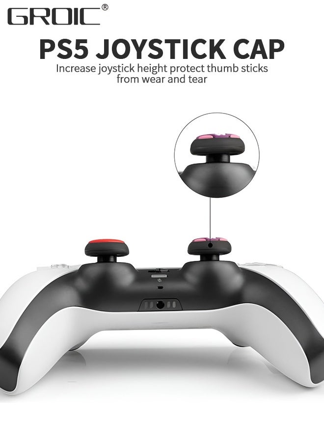GROIC - Thumb Grip Caps Compatible with Nintendo Switch Pro Controller, Silicone Analog Stick Caps for PS5/4 Controller, Thumbstick Grips Joystick Button Cover for Xbox Series X/S, 4pcs (Red+Blue+Gray+Purple) - Image 1
