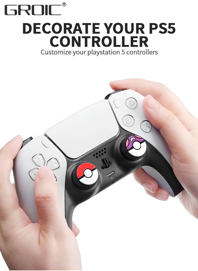GROIC - Thumb Grip Caps Compatible with Nintendo Switch Pro Controller, Silicone Analog Stick Caps for PS5/4 Controller, Thumbstick Grips Joystick Button Cover for Xbox Series X/S, 4pcs (Red+Blue+Gray+Purple) - Image 1