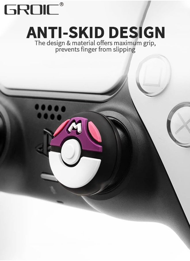 GROIC - Thumb Grip Caps Compatible with Nintendo Switch Pro Controller, Silicone Analog Stick Caps for PS5/4 Controller, Thumbstick Grips Joystick Button Cover for Xbox Series X/S, 4pcs (Red+Blue+Gray+Purple) - Image 1