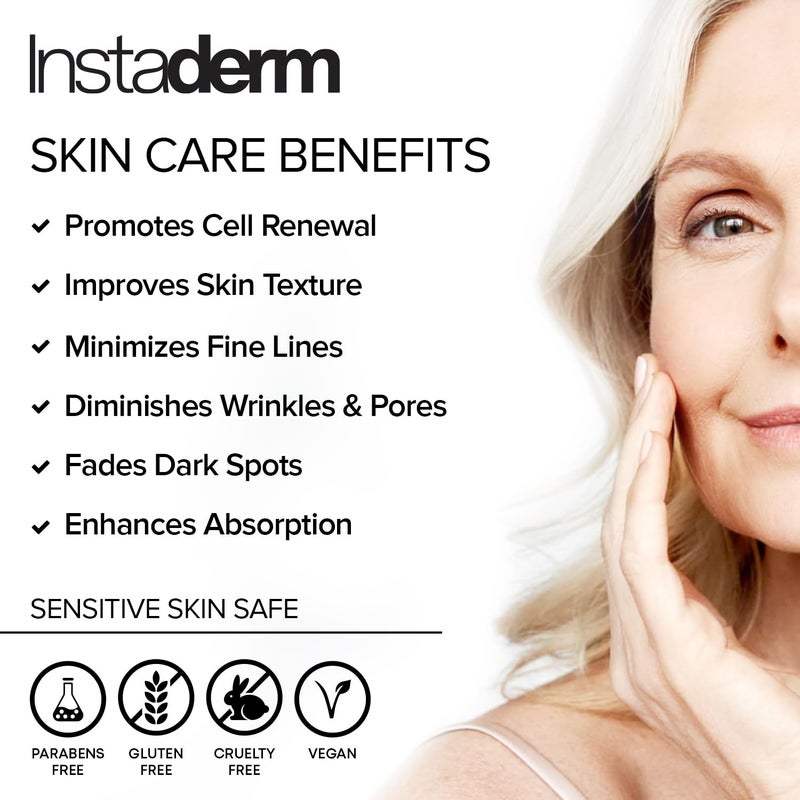 Instaderm كريم مضاد للشيخوخة بحمض الجليكوليك 15% - مرطب للوجه يحتوي على أحماض ألفا الهيدروكسي يقلل من ظهور الخطوط الدقيقة والتجاعيد وبقع العمر والبقع الداكنة والندوب. يقشر وينعم نسيج البشرة ولونها. - Image 2