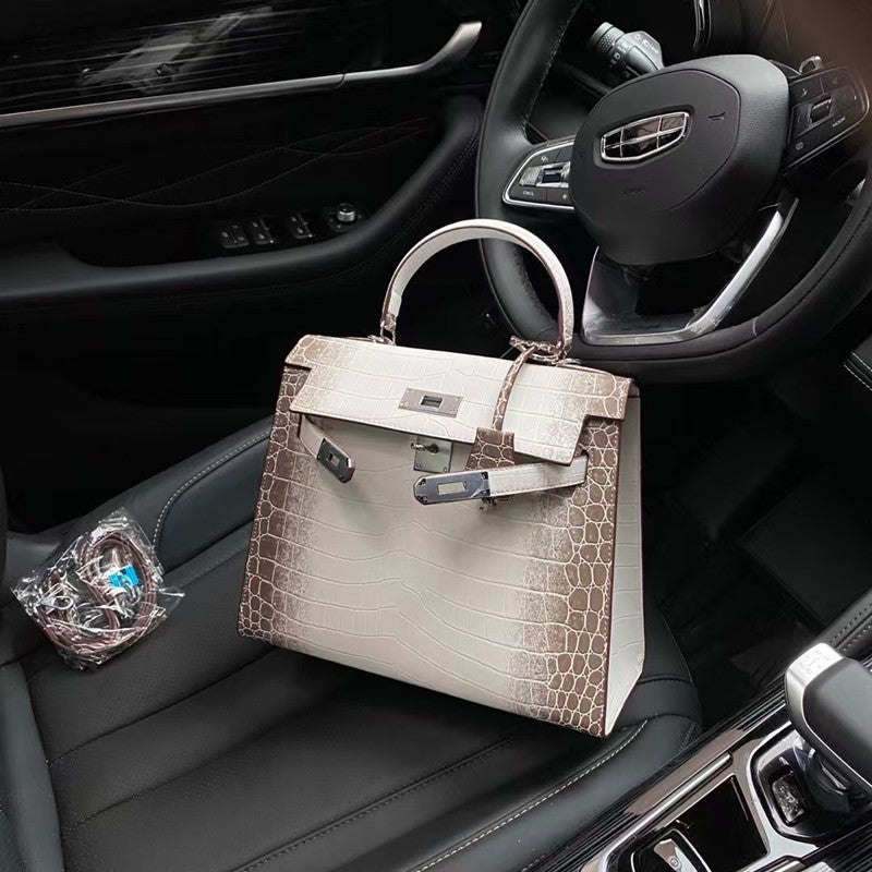 2025 Bag Women'S New Trendy Fashionable Portable Small Square Bag Crocodile Pattern Kelly Bag Shoulder Crossbody Bag Bags - Image 3