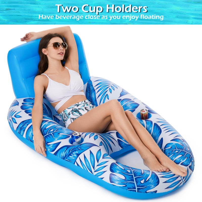 Jasonwell Inflatable Pool Float Adult - Pool Floaties Lounger Floats Raft Floating Chair Water Floaties for Swimming Pool Lake Lounge Float with Cup Holders Beach Pool Party Toys for Adults - Image 3