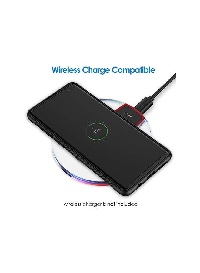 جي تيك جراب رفيع لهاتف Galaxy S10 Plus S10+، غطاء هاتف رفيع مع تصميم ممتص للصدمات وألياف الكربون (أسود) - Image 3