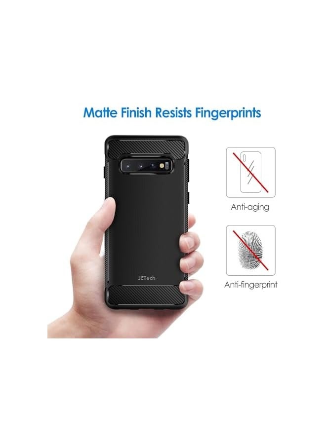 جي تيك جراب رفيع لهاتف Galaxy S10 Plus S10+، غطاء هاتف رفيع مع تصميم ممتص للصدمات وألياف الكربون (أسود) - Image 4