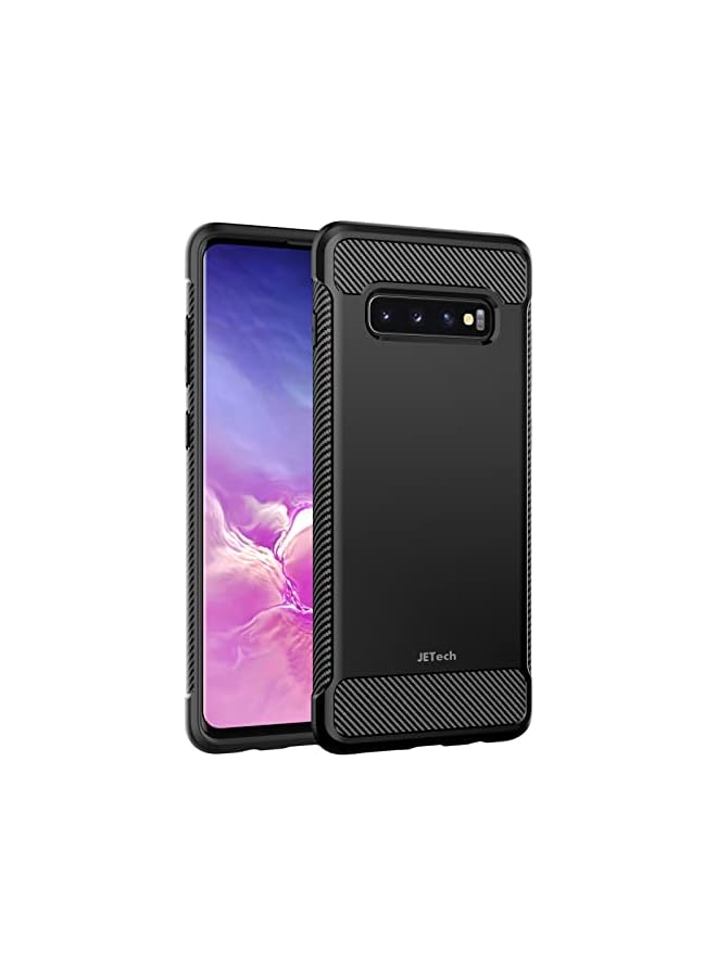 جي تيك جراب رفيع لهاتف Galaxy S10 Plus S10+، غطاء هاتف رفيع مع تصميم ممتص للصدمات وألياف الكربون (أسود) - Image 1