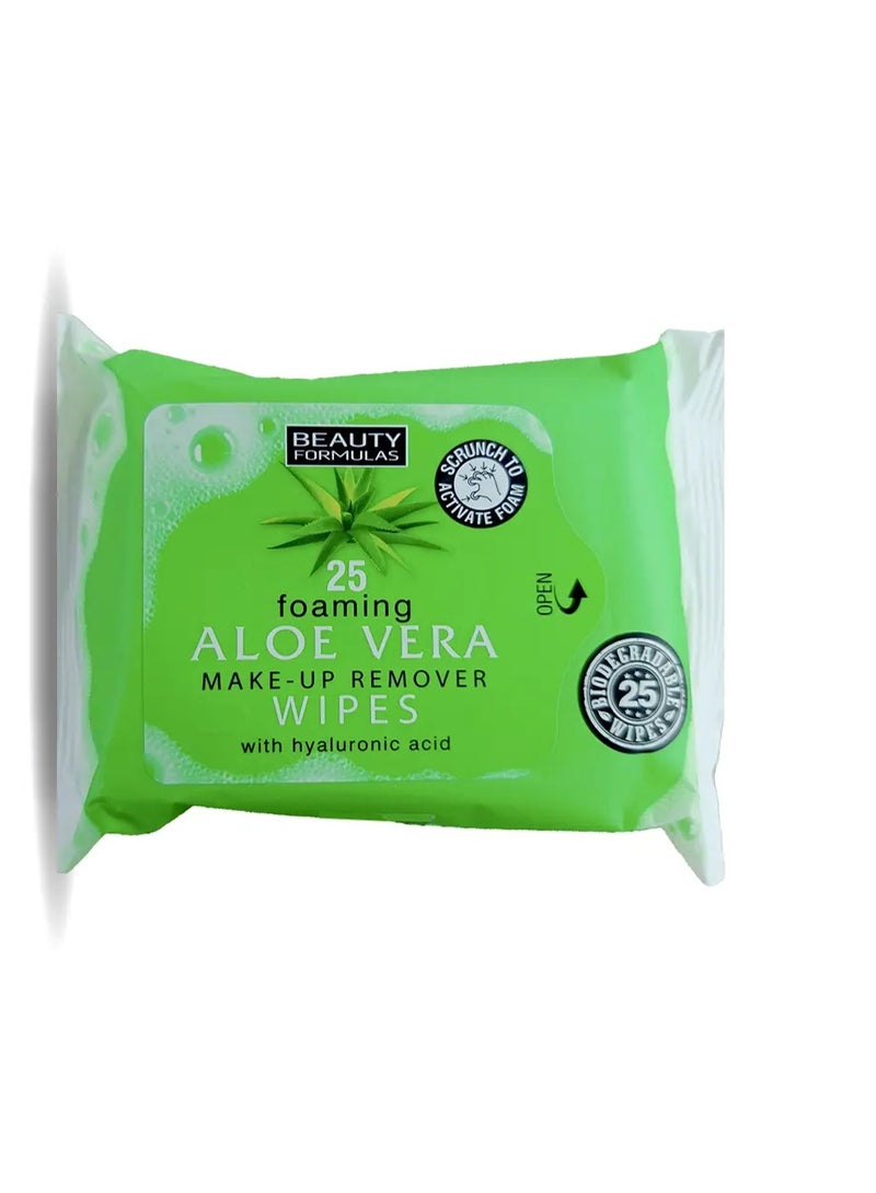 BEAUTY FORMULAS 25 Foaming Aloe Vera Make-Up Remover Wipes