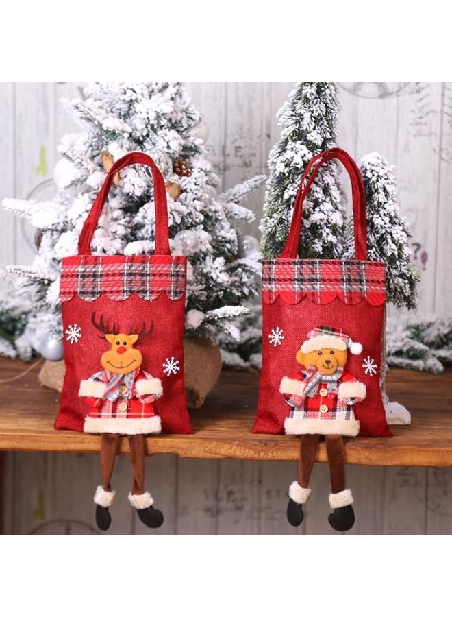 NIBEMINENT 3-Piece Burlap Candy Plaid Tote Bag Multicolour - Image 3