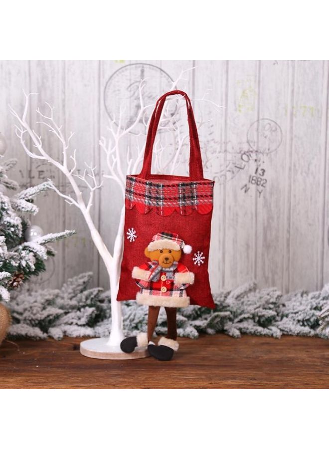 NIBEMINENT 3-Piece Burlap Candy Plaid Tote Bag Multicolour - Image 1