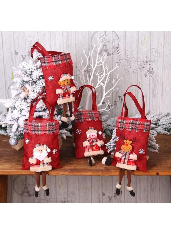 NIBEMINENT 3-Piece Burlap Candy Plaid Tote Bag Multicolour - Image 4