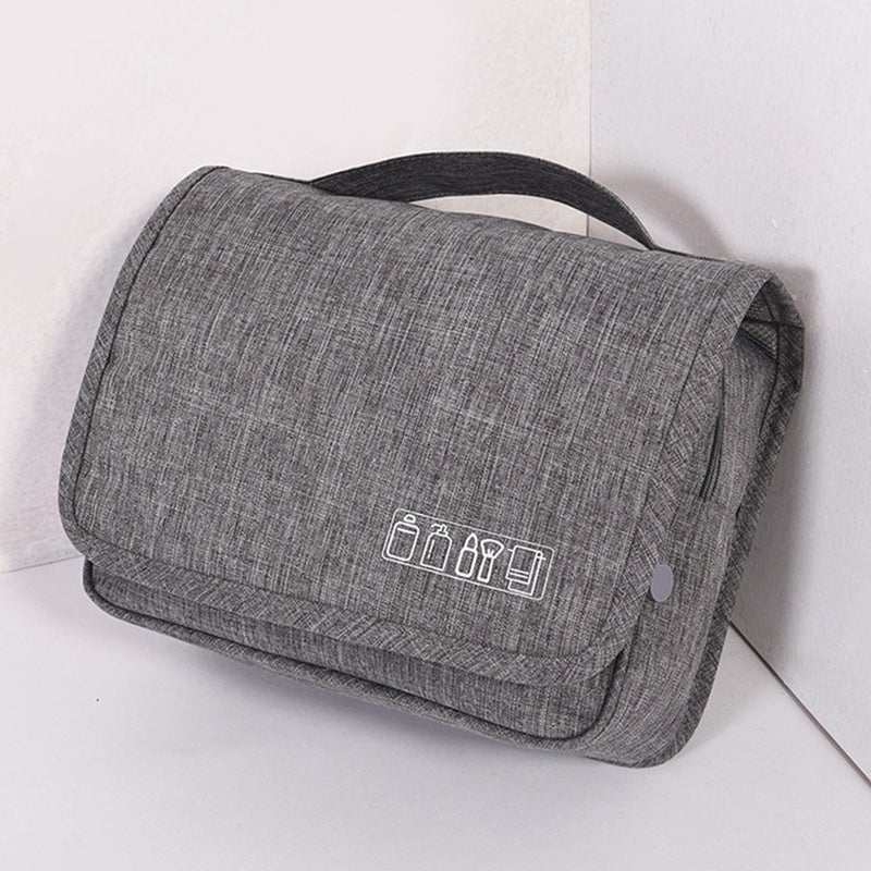 Multifunctional Portable Large Capacity Hanging Wash Bag Foldable Toiletry Bag Travel Cosmetic Pouch Organizer with Hook(Light Grey) - Image 4