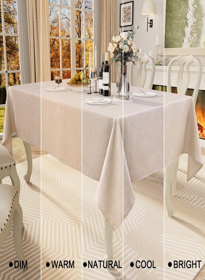 Smiry Square Table Cloth Linen Textured, Waterproof Spillproof Anti-Wrinkle Burlap Tablecloth, Washable Decorative Fabric Table Cover for Dining, Party, Banquet, 60 x 60 Inch, Linen - Image 4